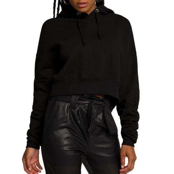 Good American Black Cropped & Cool Hoodie - Picture 1 of 7